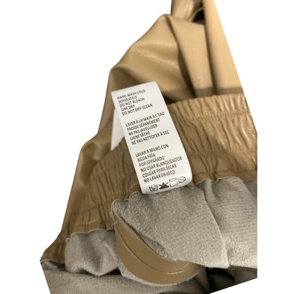 NWT Good American Faux Leather Wide Leg Trousers Warm Carmel Small (GA size 1) - Picture 10 of 11